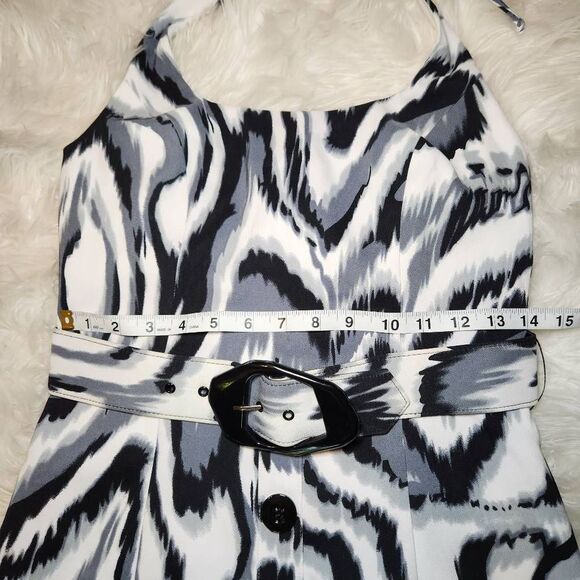 New Cache Y2K Abstract Belted Halter Mini Dress - Picture 4 of 11